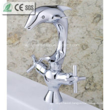 Dule Cross Handle Dolphin Shape Brass Basin Tap Faucet (QH0666)